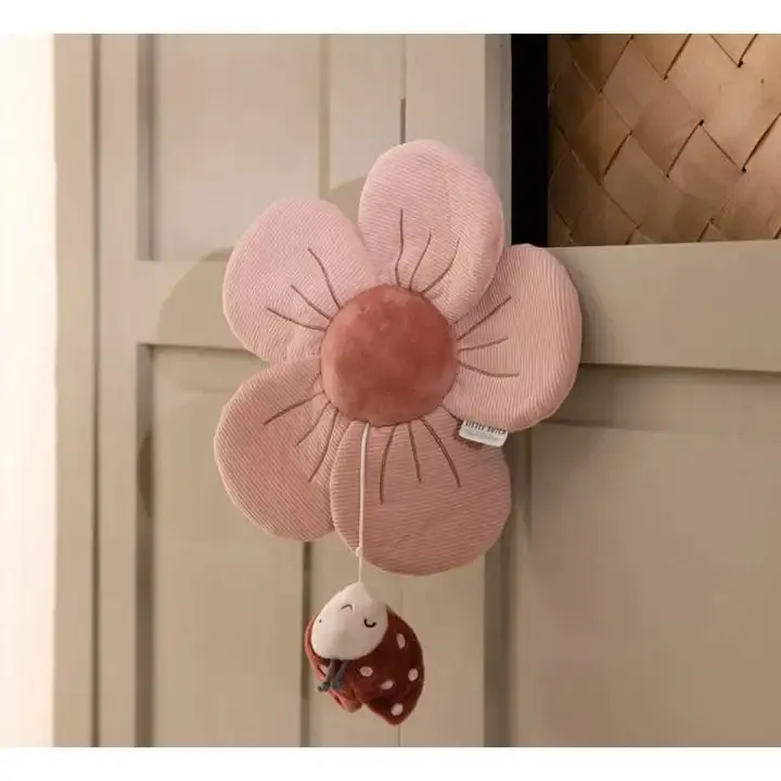 Ld music box pink flowers -flowers & butterfly
