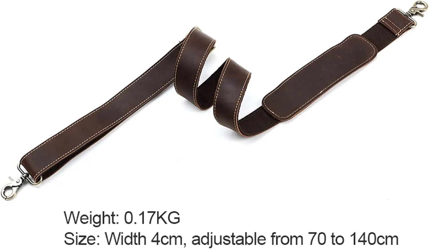 Leather Adjustable Replacement Shoulder Strap with Metal Hook for Briefcase Messenger Shoulder Duffel Bag