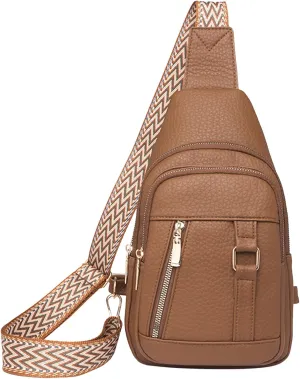 Leather Crossbody Bags for Women 2024 New Upgrade Leather Fanny Packs for Women,trendy Backpack Chest Bag with Adjustable Strap,cross Body Bag for Travel Hiking Sports Outdoor