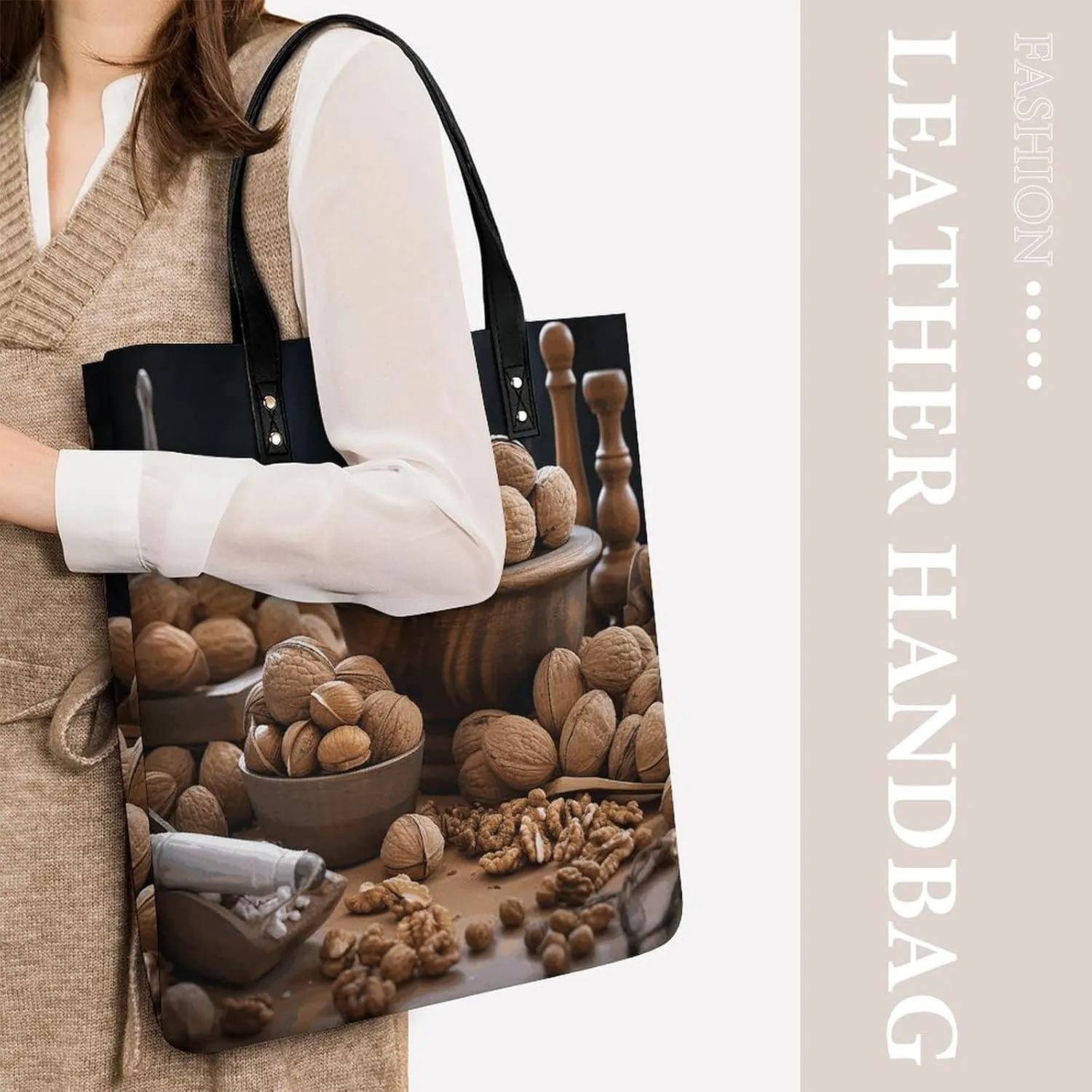 Leather Handbag for Women Tote Bag with Magnetic Buckle Skull in Darkness Crossbody Bag Shoulder Bags