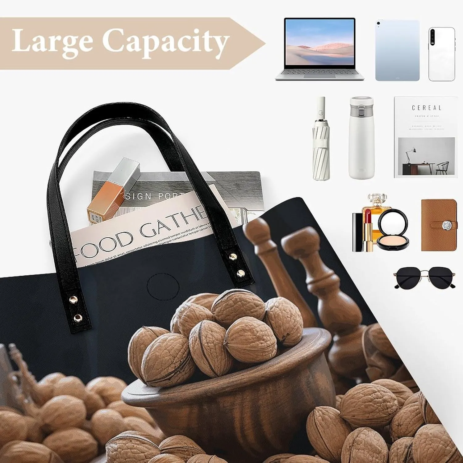 Leather Handbag for Women Tote Bag with Magnetic Buckle Skull in Darkness Crossbody Bag Shoulder Bags