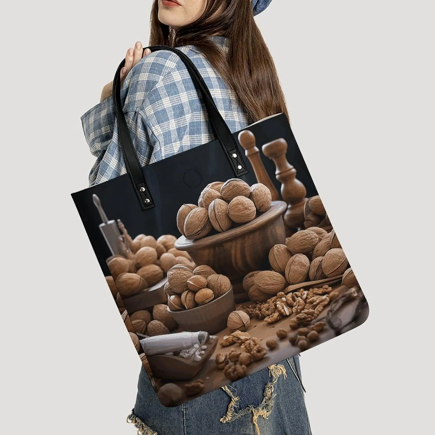 Leather Handbag for Women Tote Bag with Magnetic Buckle Skull in Darkness Crossbody Bag Shoulder Bags