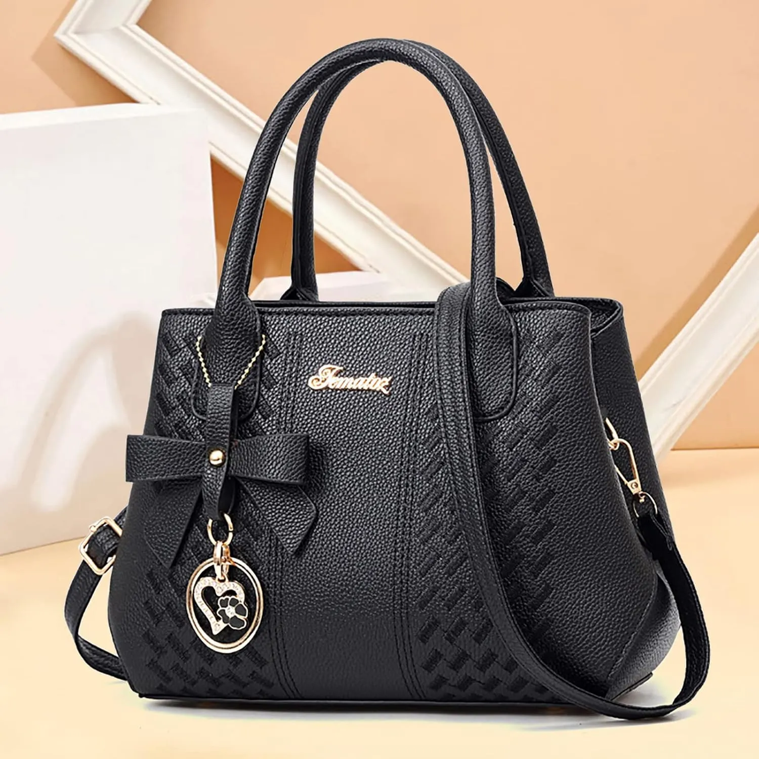Leather Handbags for Women Faux Leather Top Handle Totes Elegant Crossbody Shoulder Bag Trendy Classic Satchel Bags