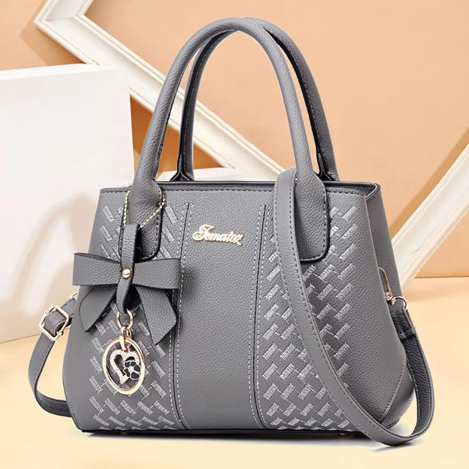 Leather Handbags for Women Faux Leather Top Handle Totes Elegant Crossbody Shoulder Bag Trendy Classic Satchel Bags