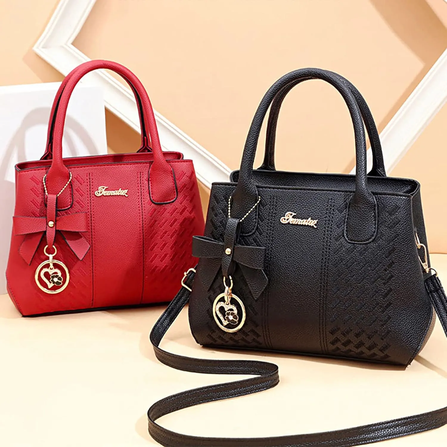 Leather Handbags for Women Faux Leather Top Handle Totes Elegant Crossbody Shoulder Bag Trendy Classic Satchel Bags