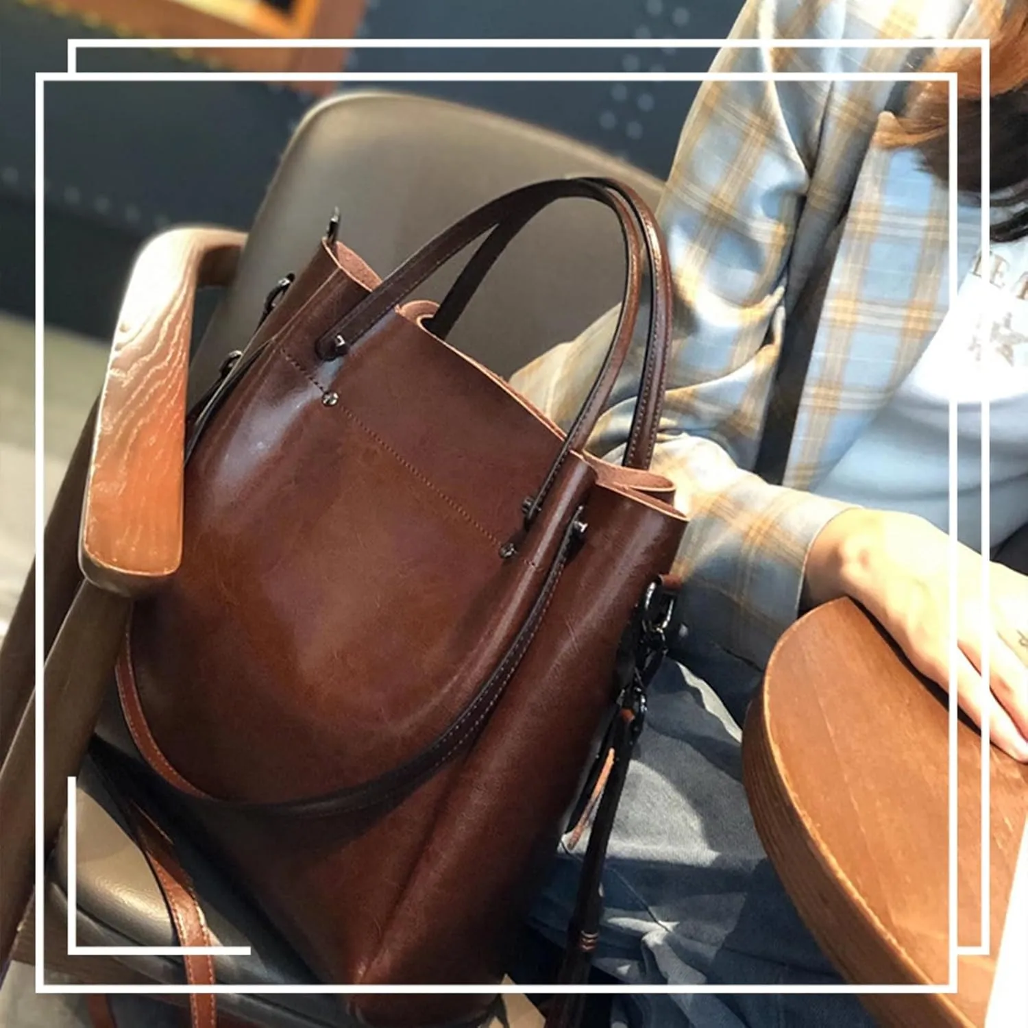 Leather Handbags for Women Satchel Purses Handmade Shoulder Bag Cowhide Top Handle Handbag Totes