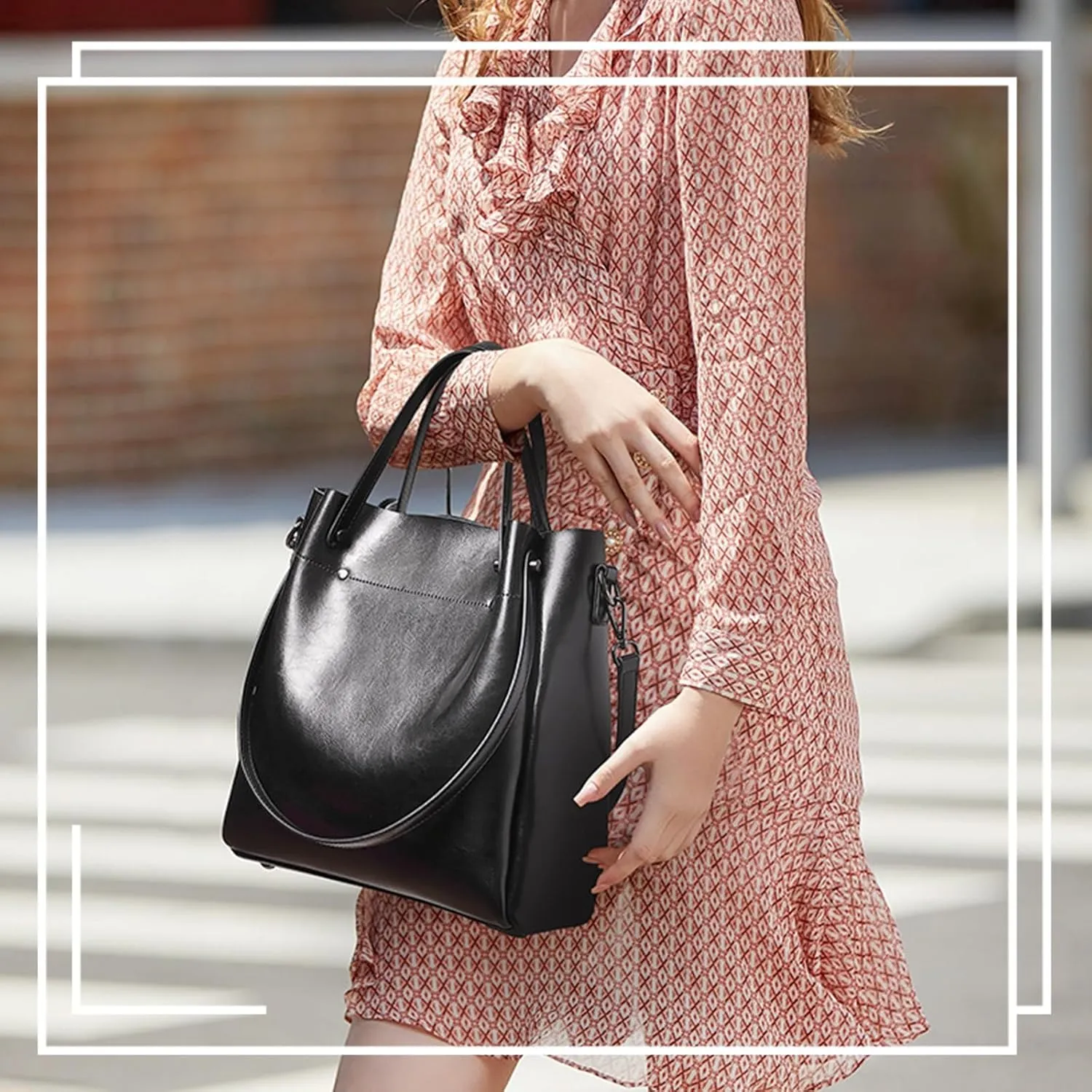 Leather Handbags for Women Satchel Purses Handmade Shoulder Bag Cowhide Top Handle Handbag Totes
