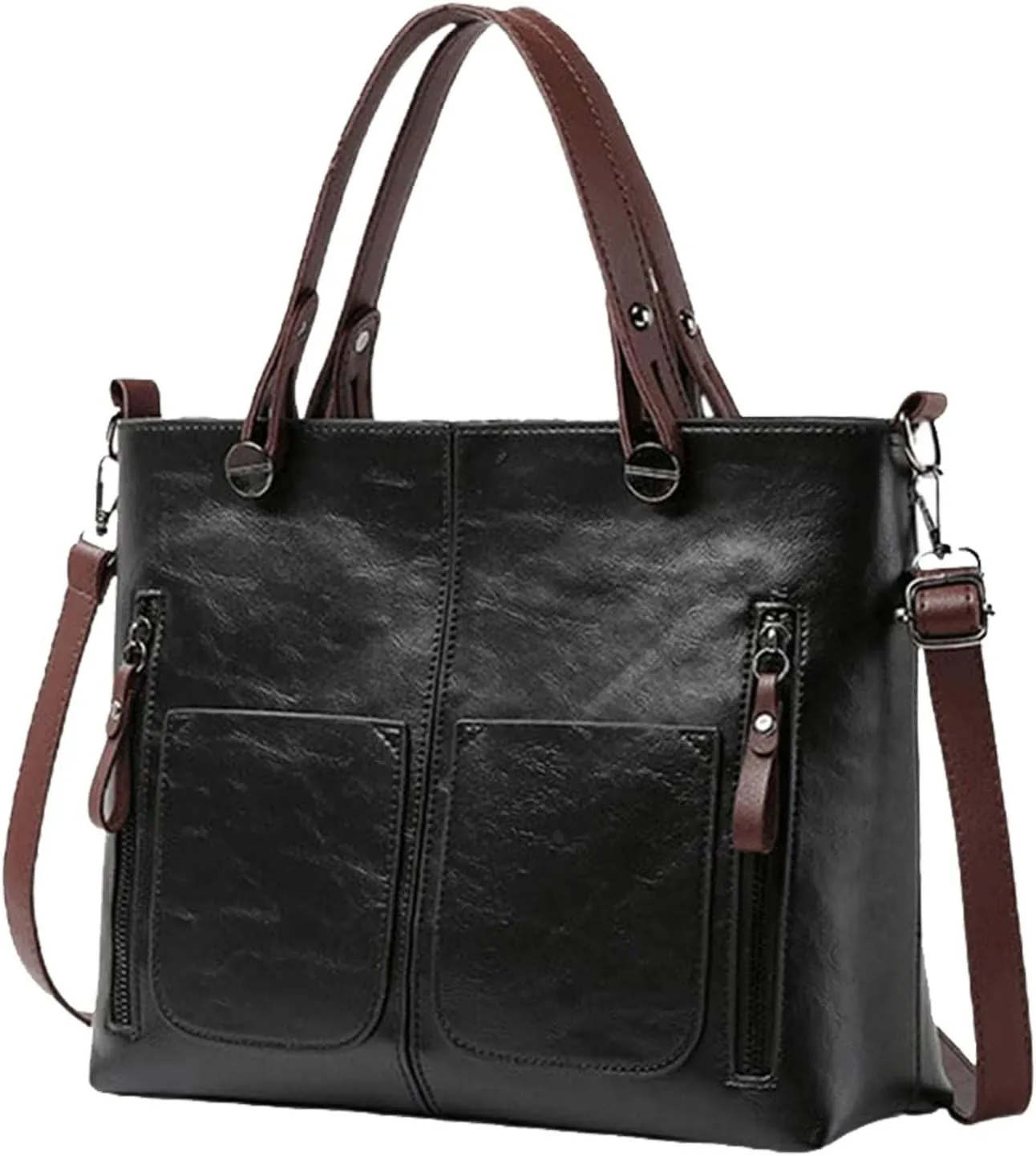 Leather Shoulder Bag for Women Multi-Pocket Convertible Backpack Purse Top Handle Tote Bags Vintage Handbags