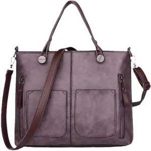 Leather Shoulder Bag for Women Multi-Pocket Convertible Backpack Purse Top Handle Tote Bags Vintage Handbags