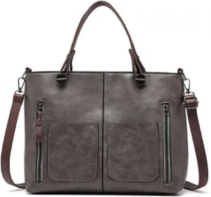 Leather Shoulder Bag for Women Multi-Pocket Convertible Backpack Purse Top Handle Tote Bags Vintage Handbags