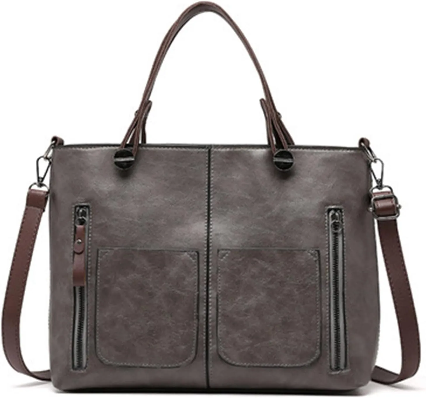 Leather Shoulder Bag for Women Multi-Pocket Convertible Backpack Purse Top Handle Tote Bags Vintage Handbags
