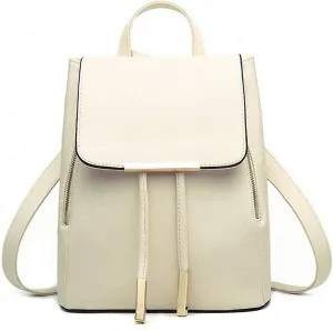 Leather Shoulder Bags Women Square Backpacks Travel Satchel Schoolbags Beige