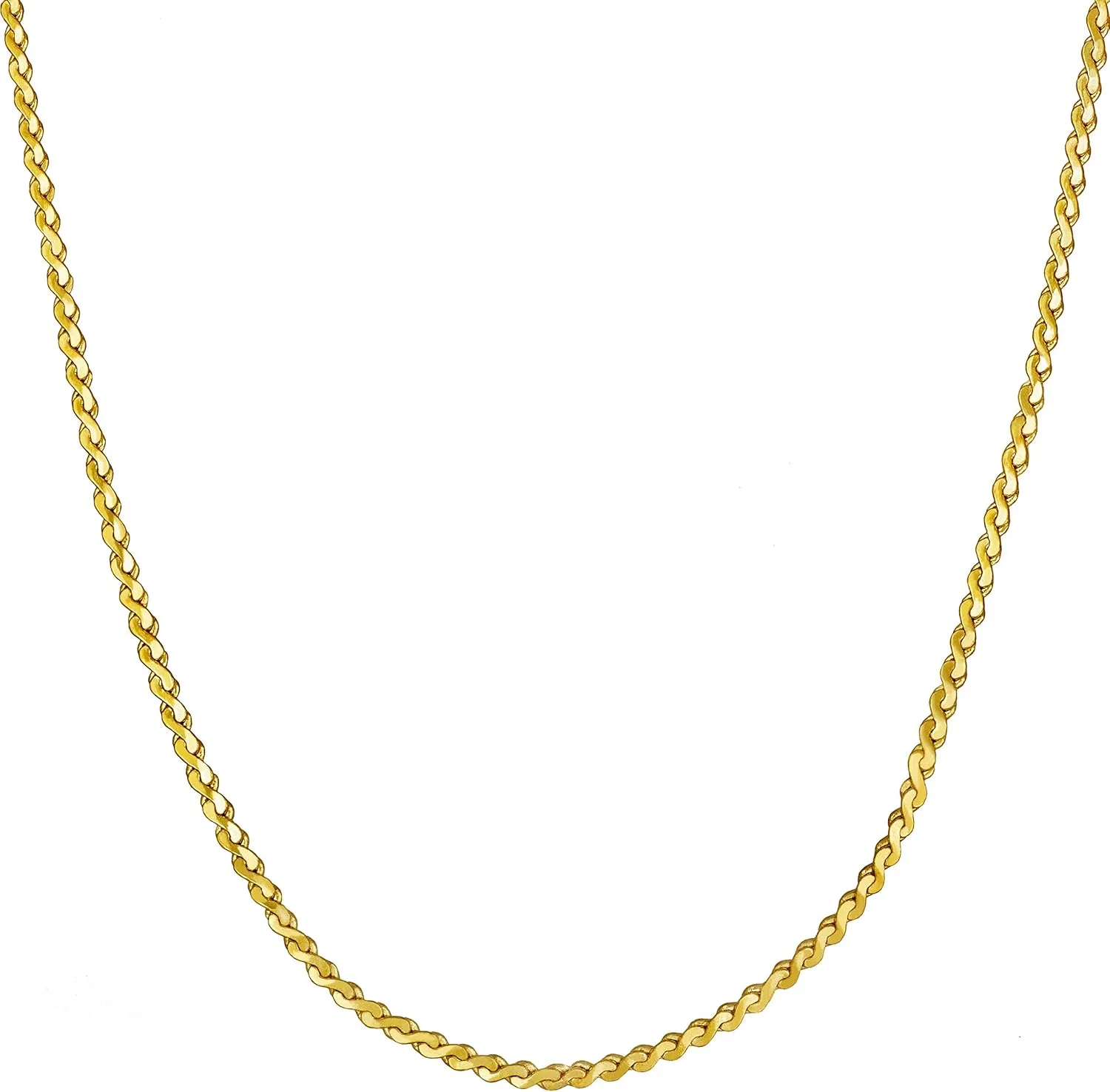 LIFETIME JEWELRY 1.4mm Serpentine Chain Necklace for Women & Men 24k Gold Plated