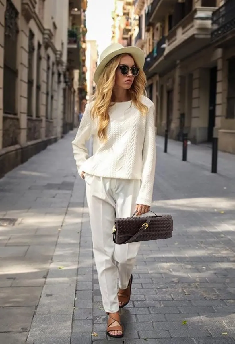 Lmkids Woven Evening Bag Clutch Purses For Women, Woven Leather Crossbody Bag Purse For Women Shoulder Handbag Cute Satchels