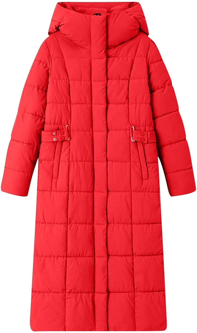 Long Puffer Jackets For Women Winter Warm Thicken Quilted Down Jackets Outerwear Chunky Soft Zip Up Maxi Padded Coats