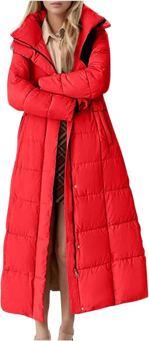 Long Puffer Jackets For Women Winter Warm Thicken Quilted Down Jackets Outerwear Chunky Soft Zip Up Maxi Padded Coats