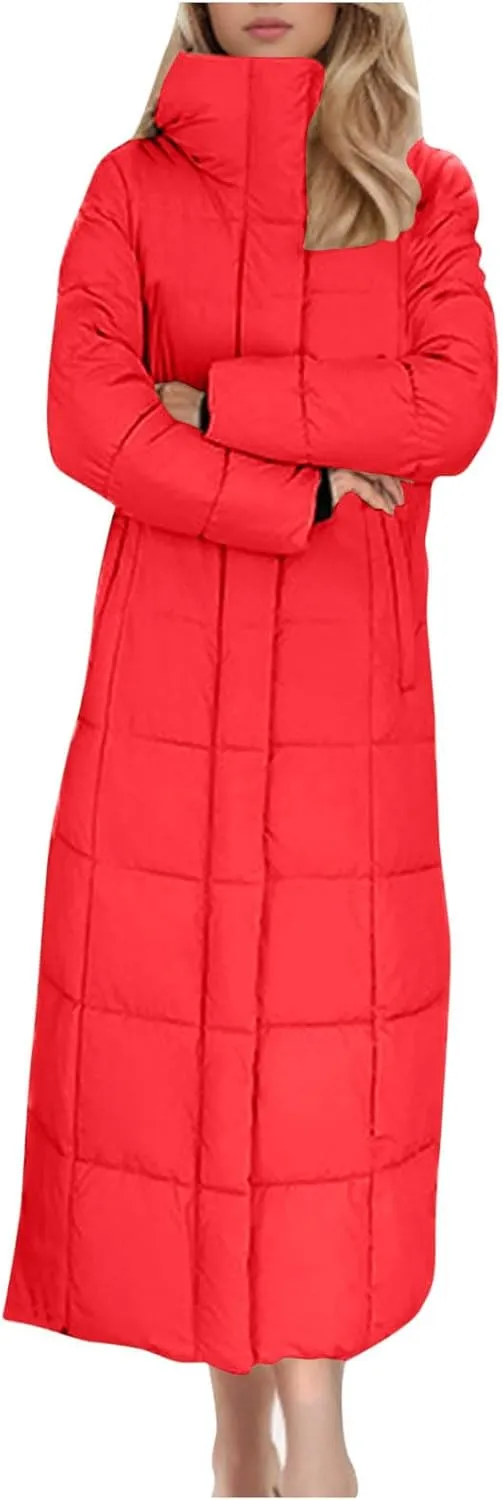 Long Puffer Jackets For Women Winter Warm Thicken Quilted Down Jackets Outerwear Chunky Soft Zip Up Maxi Padded Coats