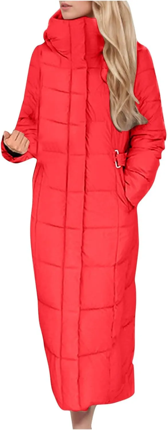 Long Puffer Jackets For Women Winter Warm Thicken Quilted Down Jackets Outerwear Chunky Soft Zip Up Maxi Padded Coats