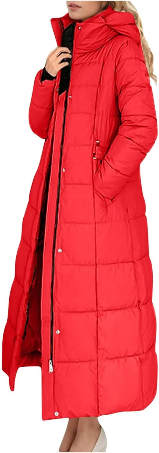 Long Puffer Jackets For Women Winter Warm Thicken Quilted Down Jackets Outerwear Chunky Soft Zip Up Maxi Padded Coats