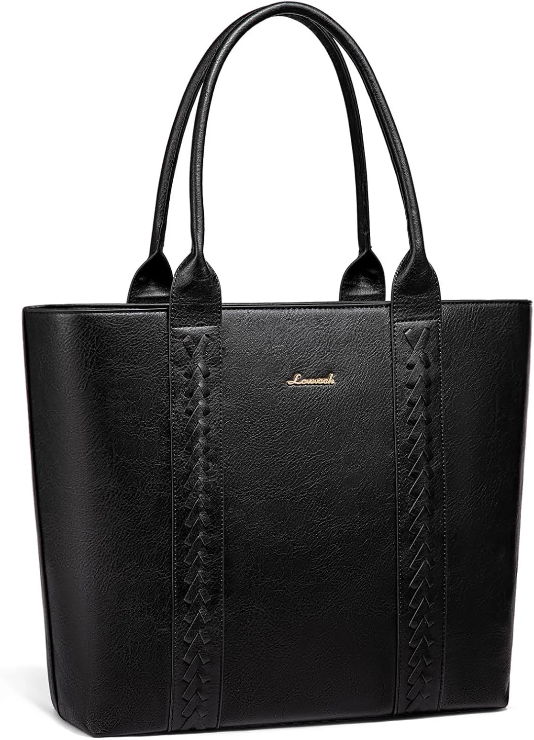 LOVEVOOK Tote Bag for Women Purse and Work Bags, Shoulder Purses with Large Black Woven Leather, Gifts for Womens