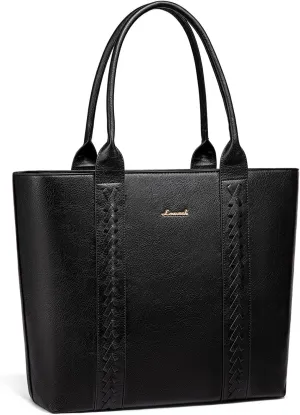 LOVEVOOK Tote Bag for Women Purse and Work Bags, Shoulder Purses with Large Black Woven Leather, Gifts for Womens