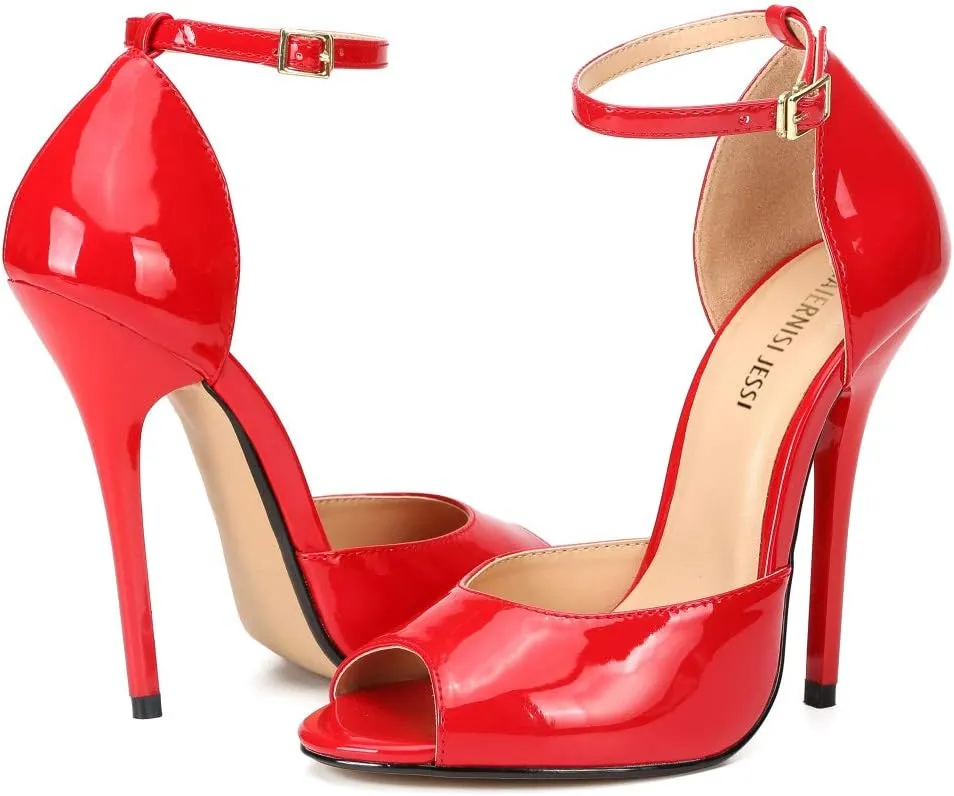 MAIERNISI JESSI Unisex Men's Women's Peep Toe Stiletto High Heels Ankle strap Sandals