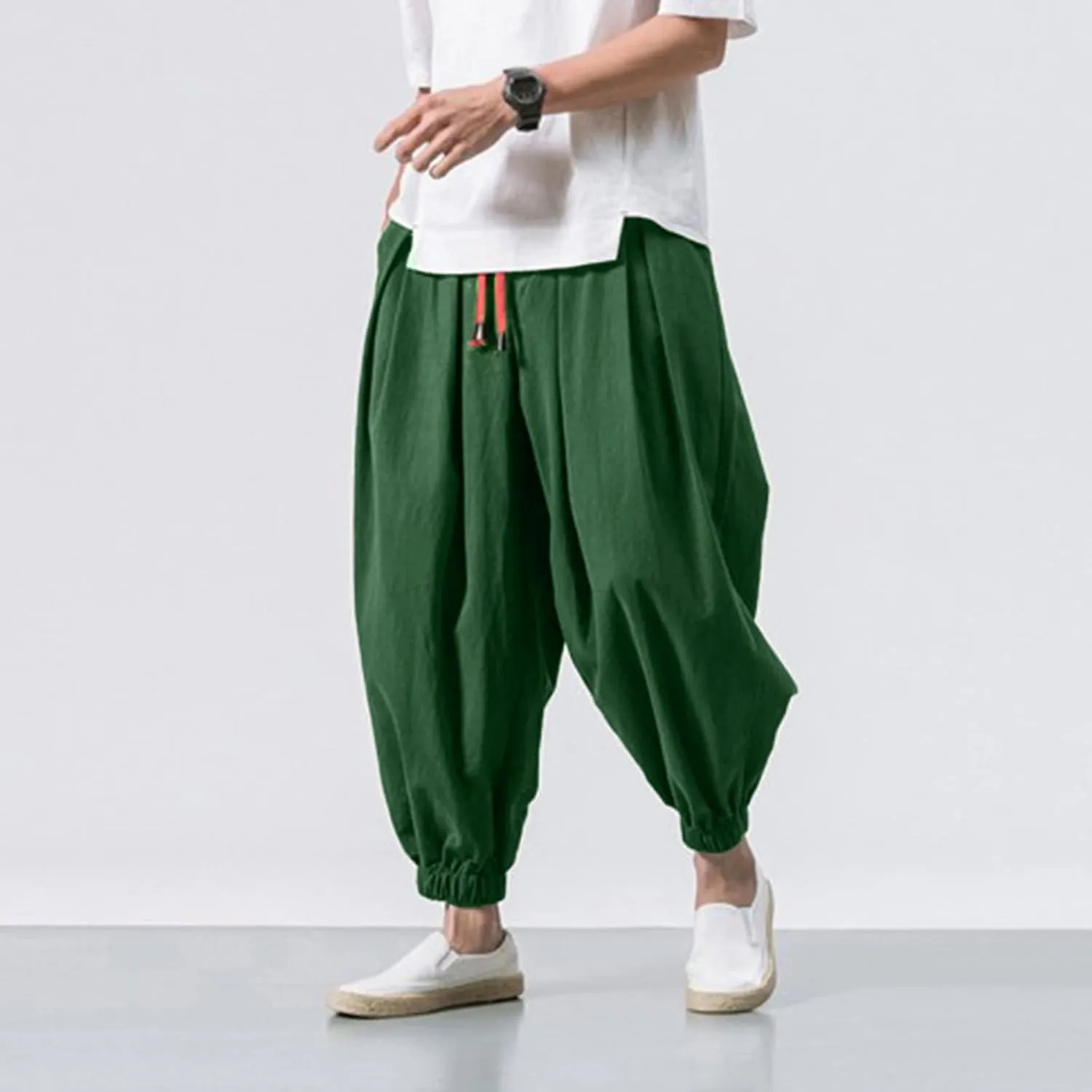Male Casual Pants Soild Loose Bloomers Mens Yoga Pants Beam Pants Wide Leg Pants Harem Pencil Pants Mens Shorts