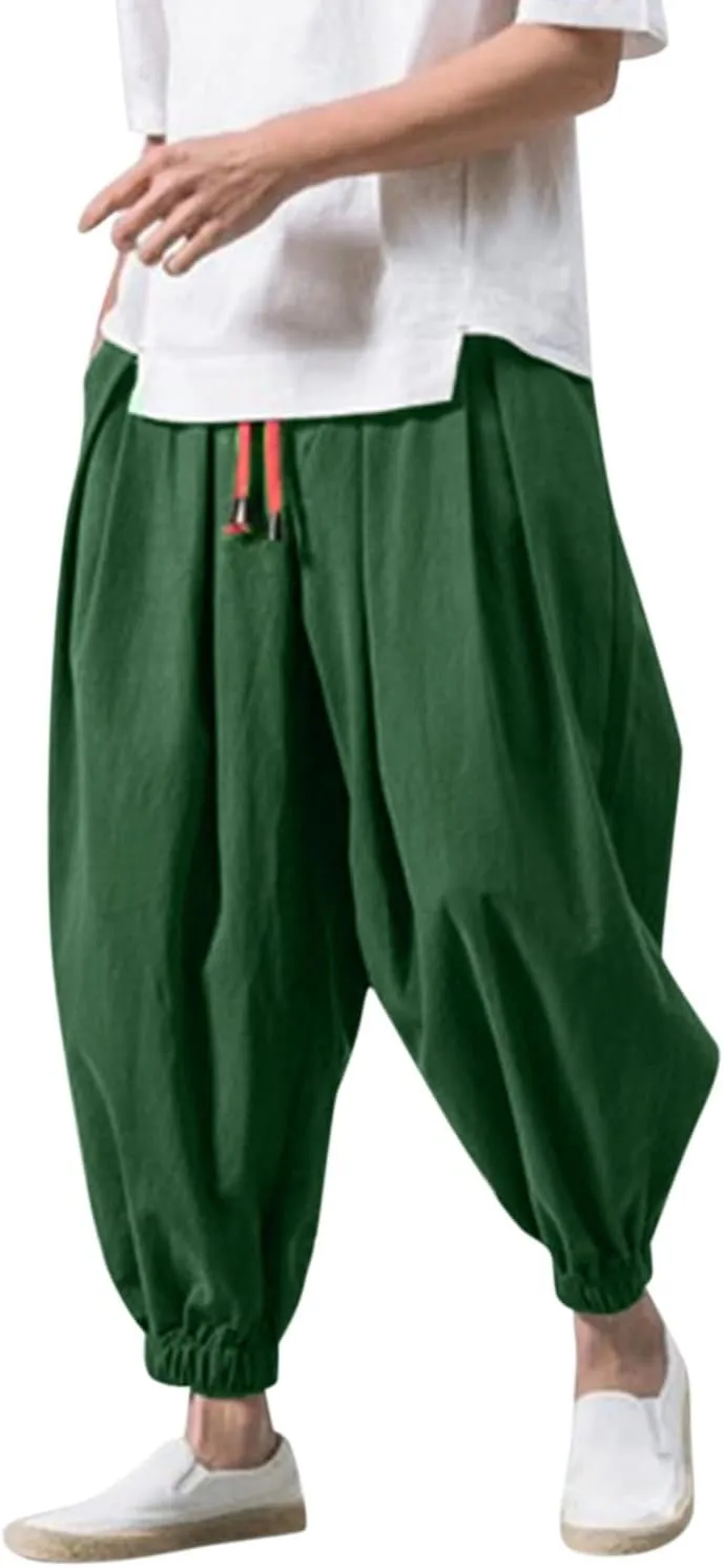 Male Casual Pants Soild Loose Bloomers Mens Yoga Pants Beam Pants Wide Leg Pants Harem Pencil Pants Mens Shorts