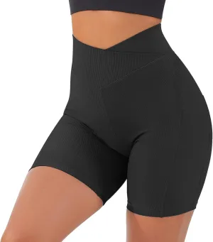 Maternity Yoga Shorts Biker Women High Waisted Shorts Shorts Butt Cross Waist Workout Lifting V Yoga Shorts