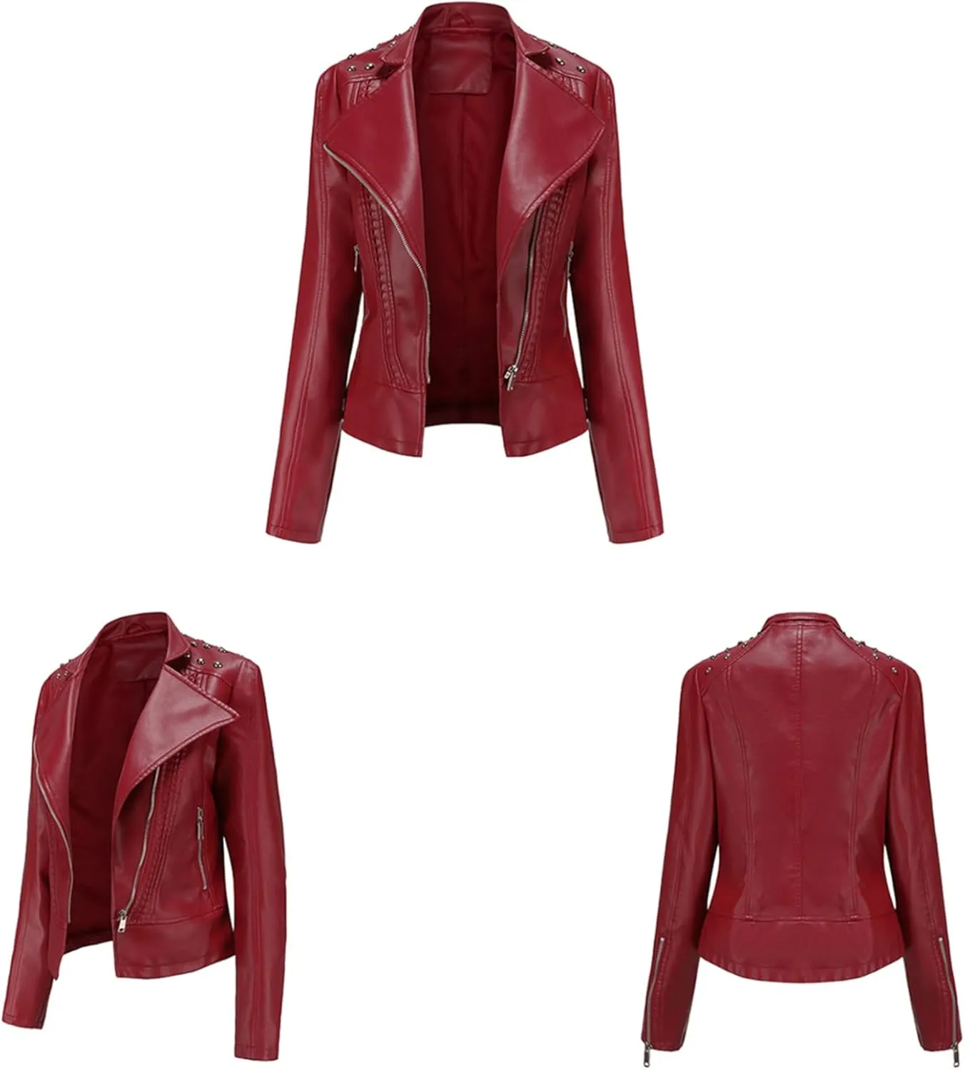 MAYRAIN Womens Oversized Fall Jackets Faux Leather Fashion Coats Winter Motorcycle Collared Jackets