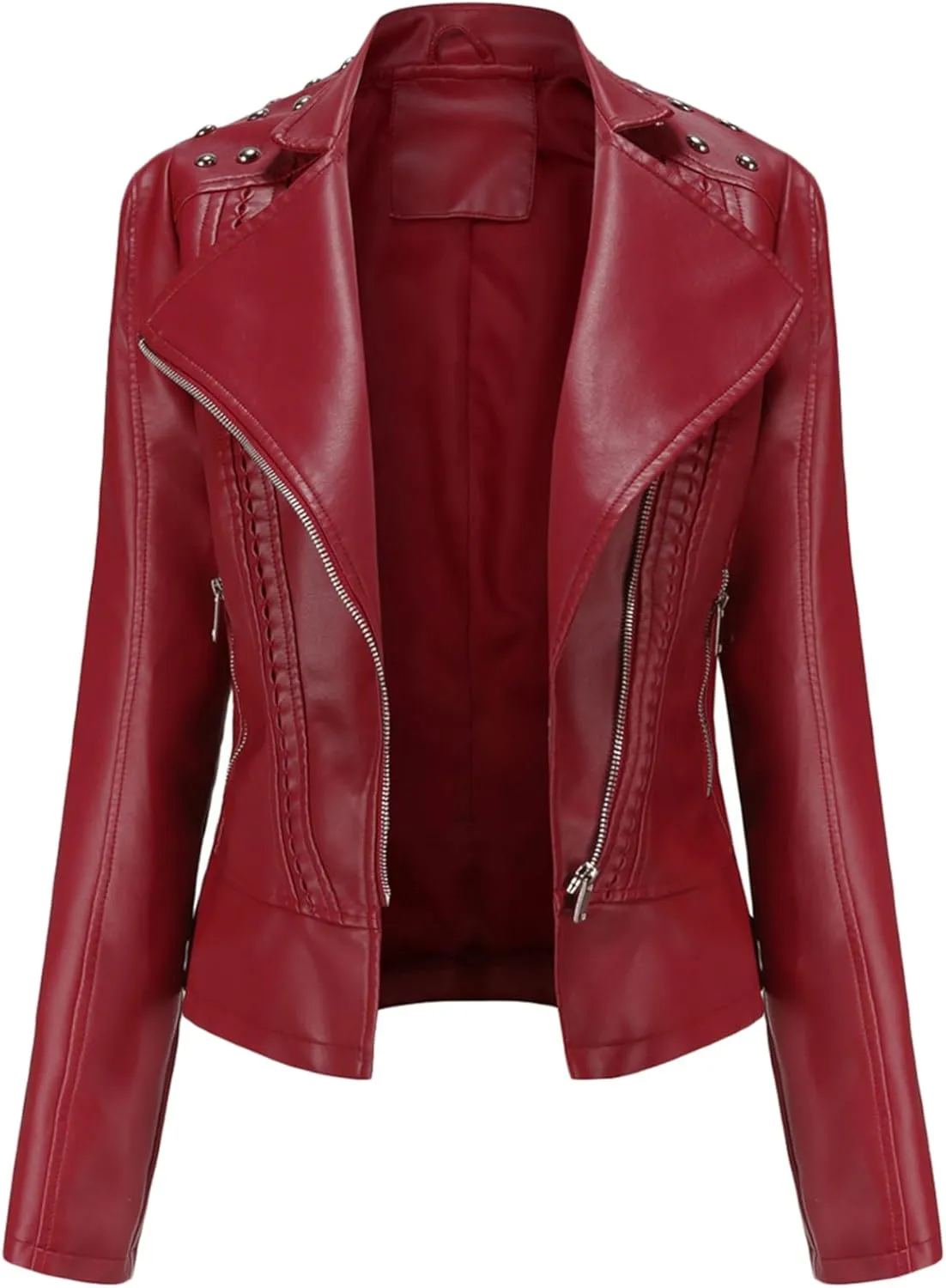 MAYRAIN Womens Oversized Fall Jackets Faux Leather Fashion Coats Winter Motorcycle Collared Jackets
