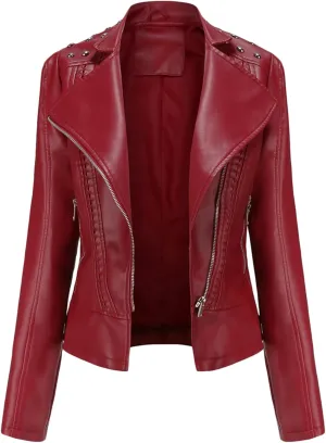 MAYRAIN Womens Oversized Fall Jackets Faux Leather Fashion Coats Winter Motorcycle Collared Jackets