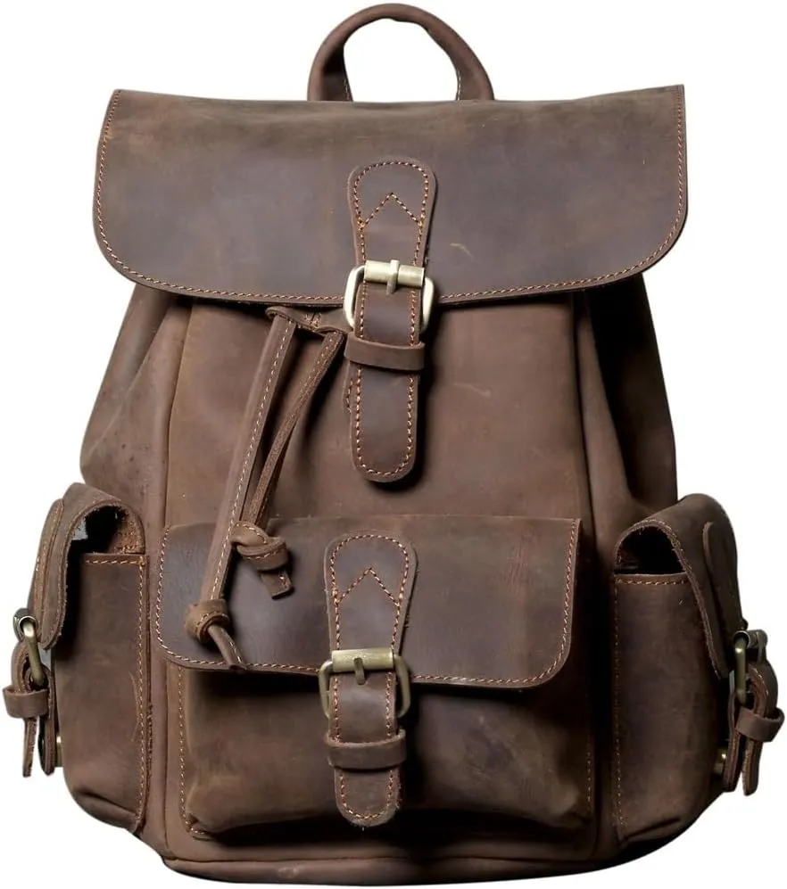 Men Leather Briefcase Vintage Shoulder Bag Men's Small Backpack Handmade Outdoor Shoulder Bag