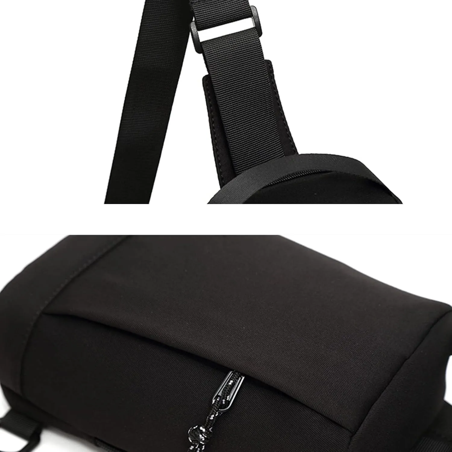Men Messenger Bag Bags Solid Color Fashion Shoulder Bag Casual Large Capacity Waist Bag Big Tote Bags (Black, One Size)