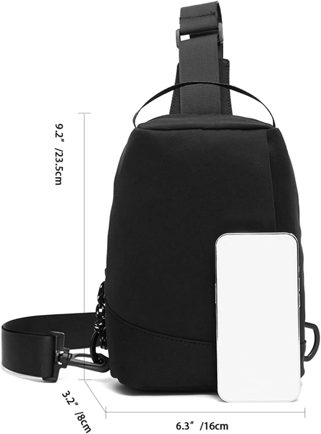 Men Messenger Bag Bags Solid Color Fashion Shoulder Bag Casual Large Capacity Waist Bag Big Tote Bags (Black, One Size)