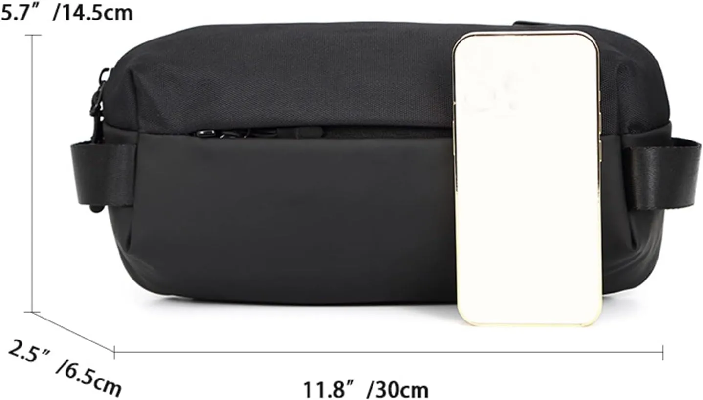 Men Messenger Bag Fashion Solid Color Simple Shoulder Bags Adjustable Shoulder Belt Waist Bags Woman's (Black, One Size)