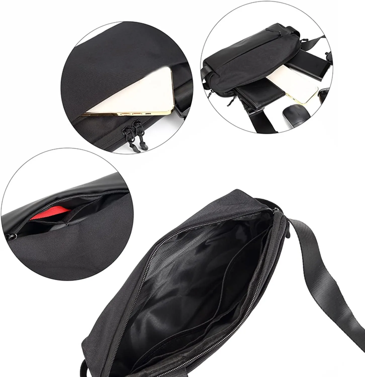 Men Messenger Bag Fashion Solid Color Simple Shoulder Bags Adjustable Shoulder Belt Waist Bags Woman's (Black, One Size)