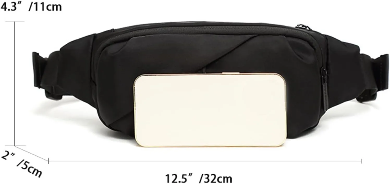 Men Messenger Bags Japanese Fashion Casual Shoulder Bag Comfortable Adjustable Chest Small Leather (Black, One Size)