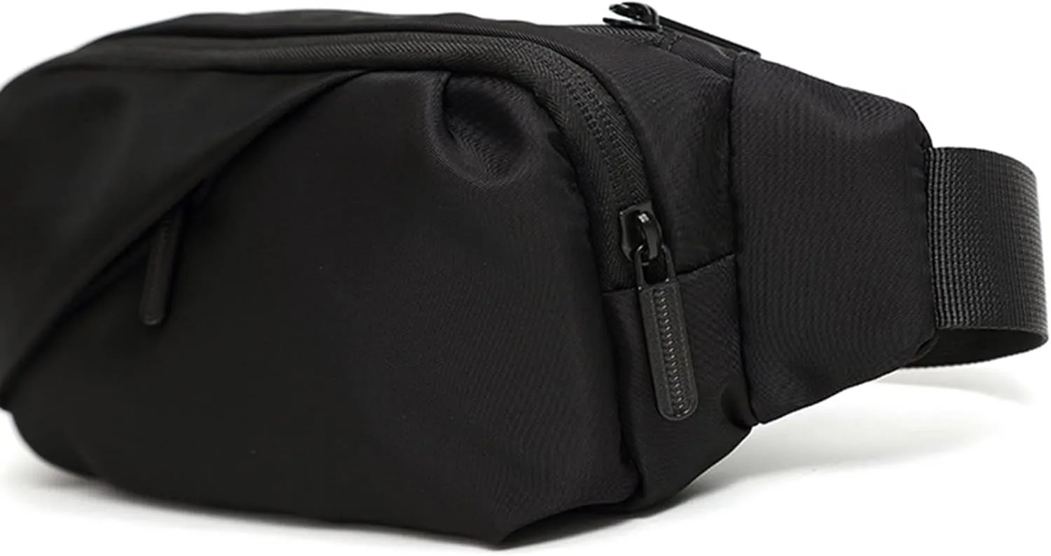 Men Messenger Bags Japanese Fashion Casual Shoulder Bag Comfortable Adjustable Chest Small Leather (Black, One Size)
