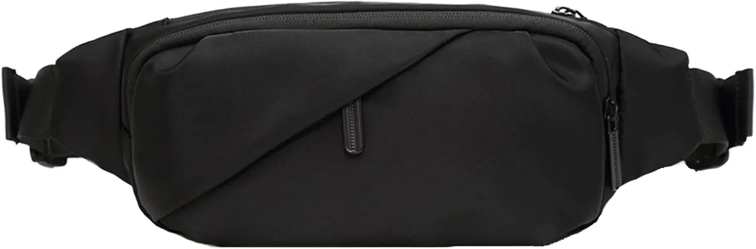 Men Messenger Bags Japanese Fashion Casual Shoulder Bag Comfortable Adjustable Chest Small Leather (Black, One Size)