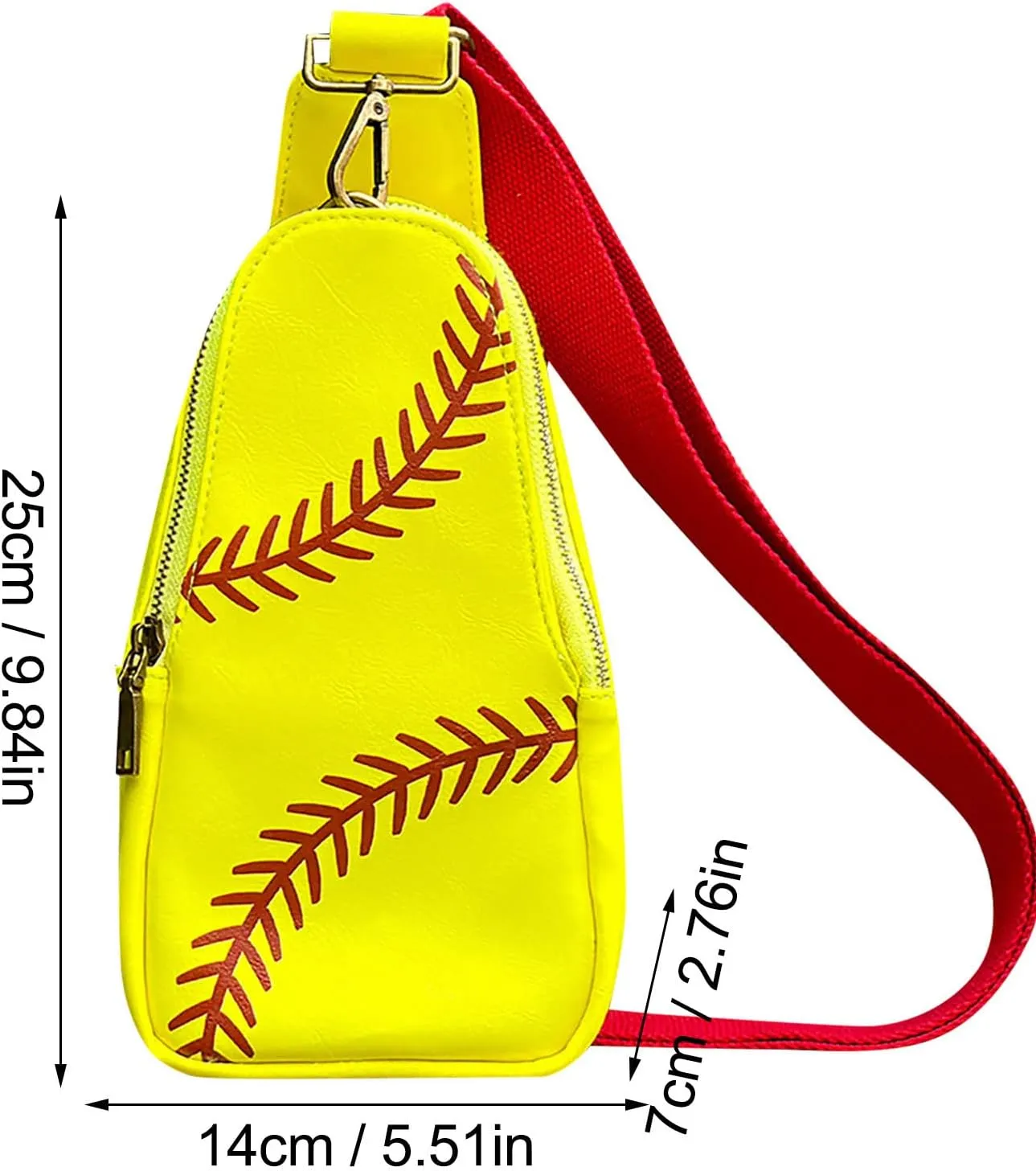 Men Women Baseball Shoulder Bags Chest Bag Sports Baseball Messenger Bags Messenger Satchel Bag for (Yellow, One Size)