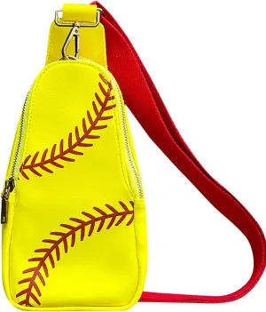 Men Women Baseball Shoulder Bags Chest Bag Sports Baseball Messenger Bags Messenger Satchel Bag for (Yellow, One Size)