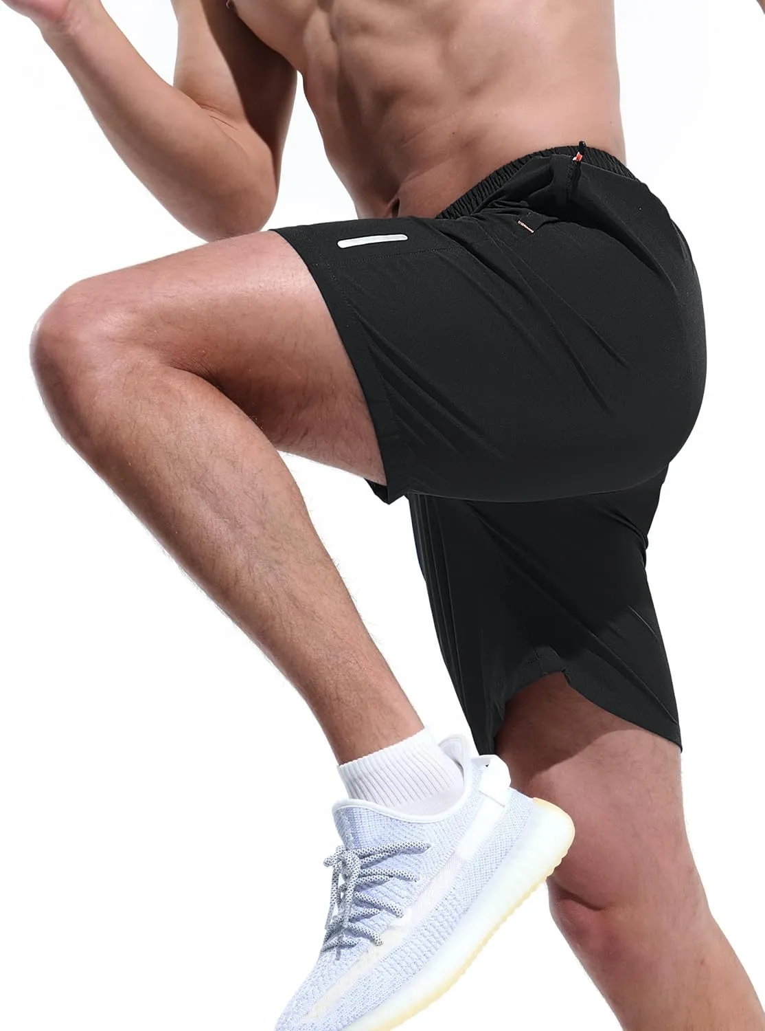 Mens Athletic Shorts Running Shorts Quick Dry Workout Shorts 7"/ 9" Lightweight Gym Basketball Shorts Zipper Pockets