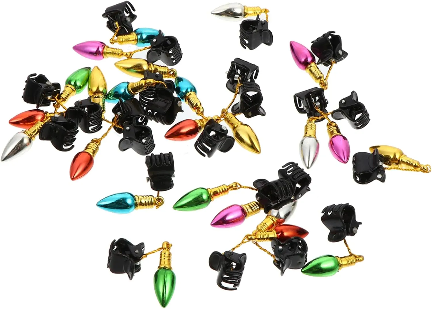Men's Beard Clips 24 Pack Bell Beard Decorative Clips Delicate Pendants Hair Charms Unique Christmas Color