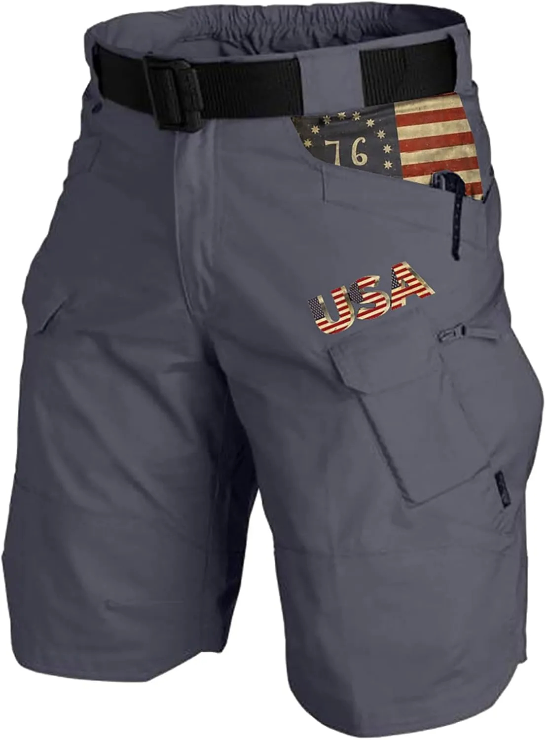 Men's Cargo Shorts Graphic Tactical Shorts with Zipper Pockets Outdoor Hiking Fishing Shorts for Men Golf Shorts