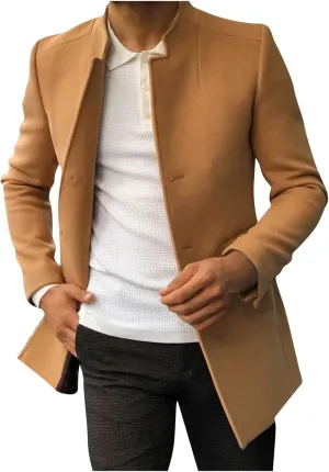 Men'S Fall Winter Jacket Lightweight Casual Coat Button Down Business Jackets Windbreaker