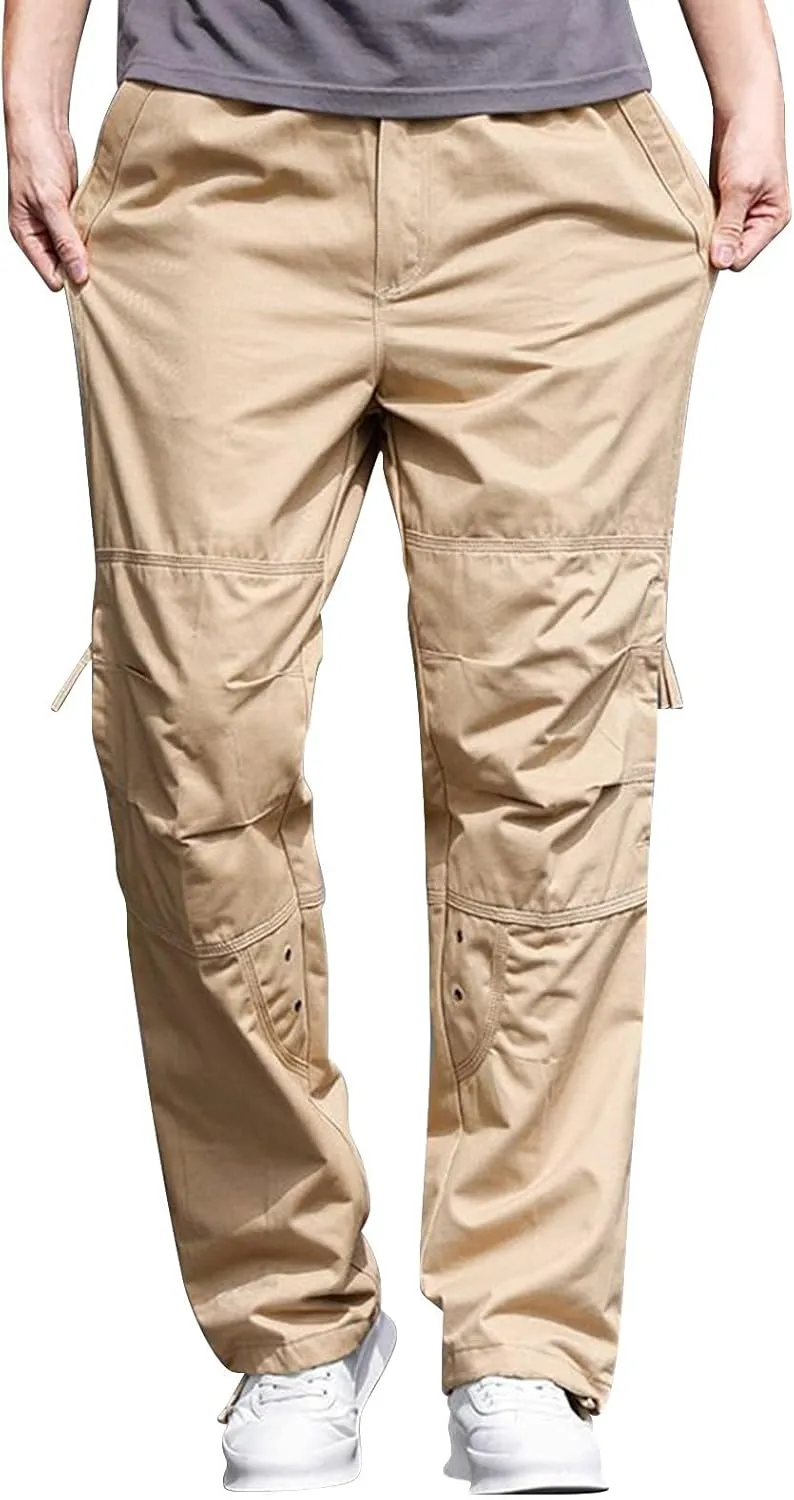 Mens Hiking Pants Mens Cargo Pants Relaxed Fit Tactical Pants Cargo Work Pants Cotton Trousers with Pockets