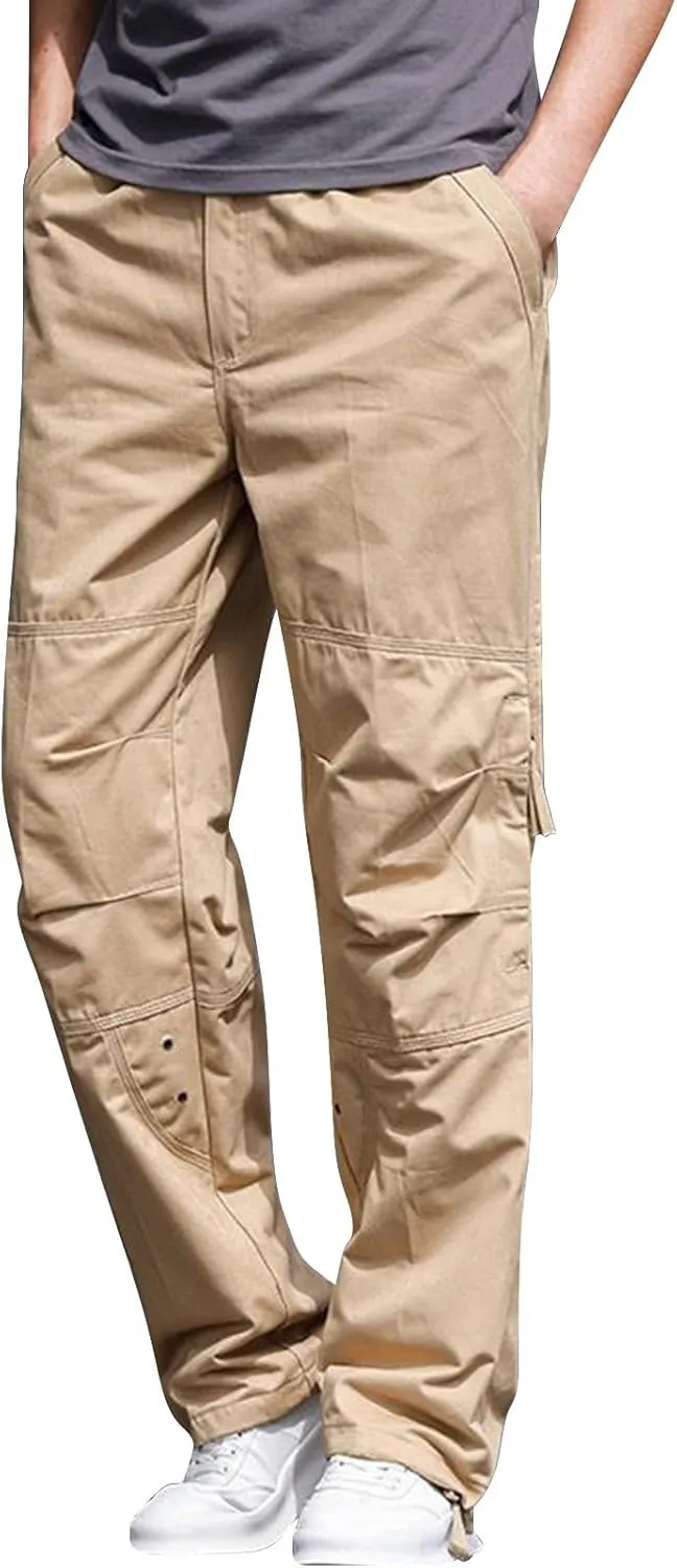 Mens Hiking Pants Mens Cargo Pants Relaxed Fit Tactical Pants Cargo Work Pants Cotton Trousers with Pockets