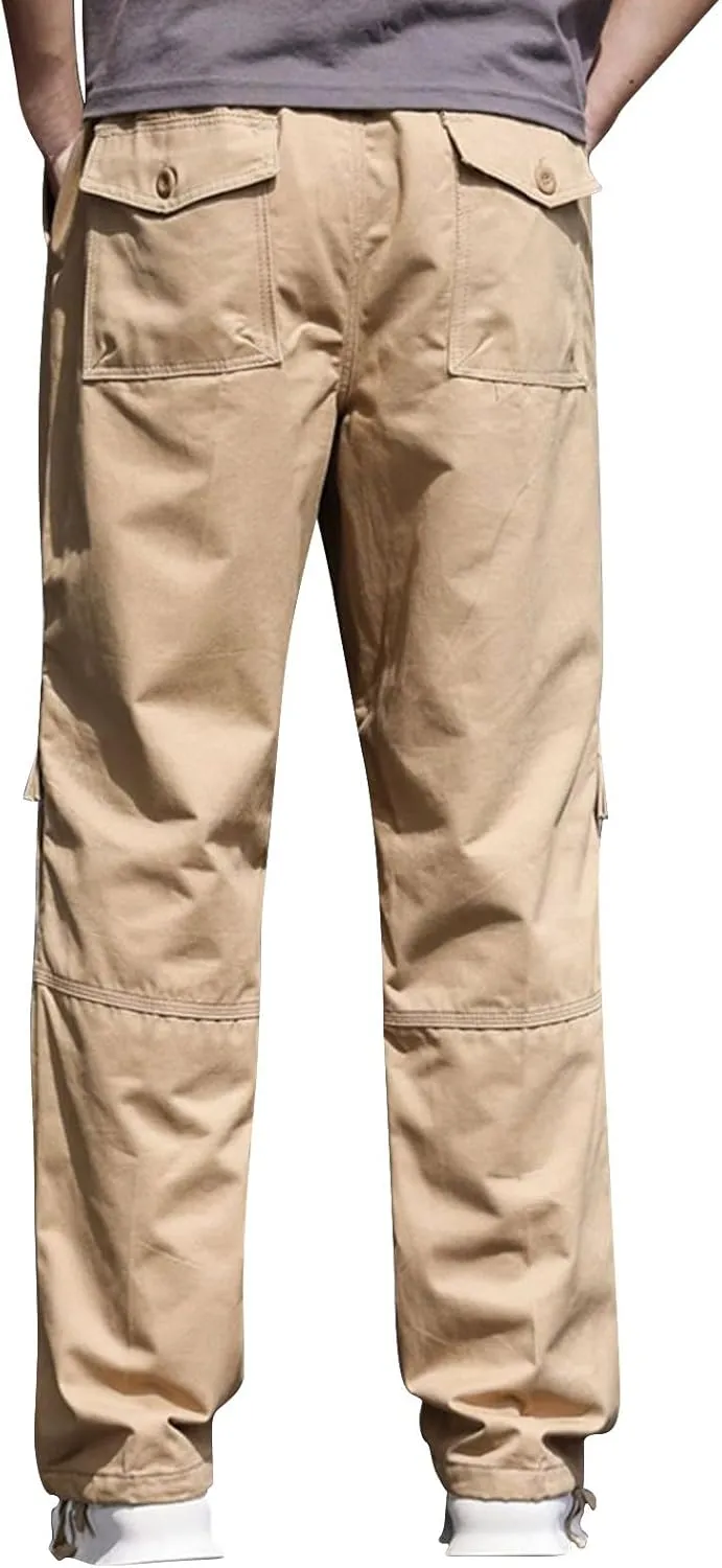 Mens Hiking Pants Mens Cargo Pants Relaxed Fit Tactical Pants Cargo Work Pants Cotton Trousers with Pockets