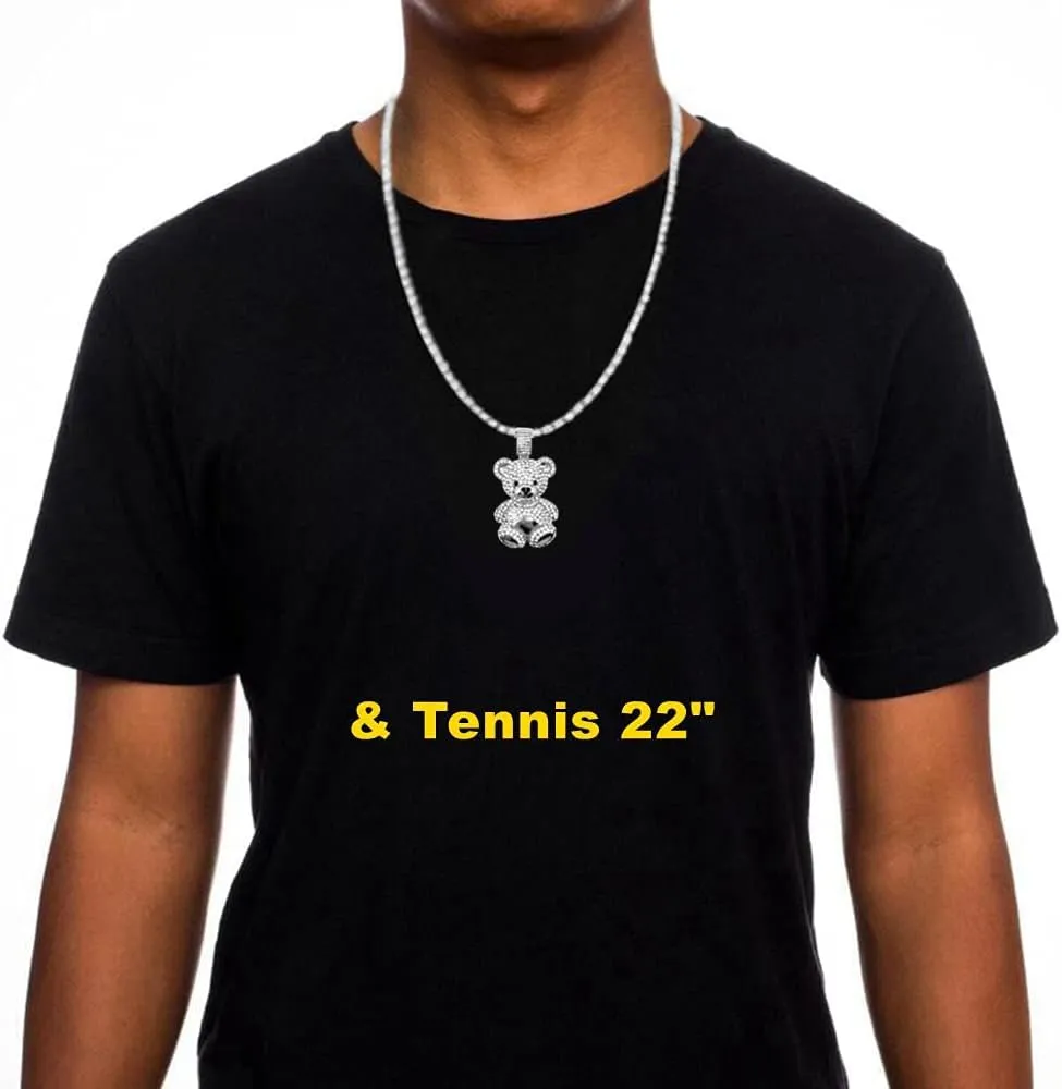 Mens Hip Hop Iced Out Chain Necklaces Silver Gold Monkey | Bear | Lion Pendant Chains Bling Rapper Jewelry